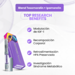 Blend Tesamorelin + Ipamorelin - Reducción de Grasa Visceral, Pulsatilidad GH Sinérgica, Perfil Secretagogo Selectivo, Preservación de Masa Magra