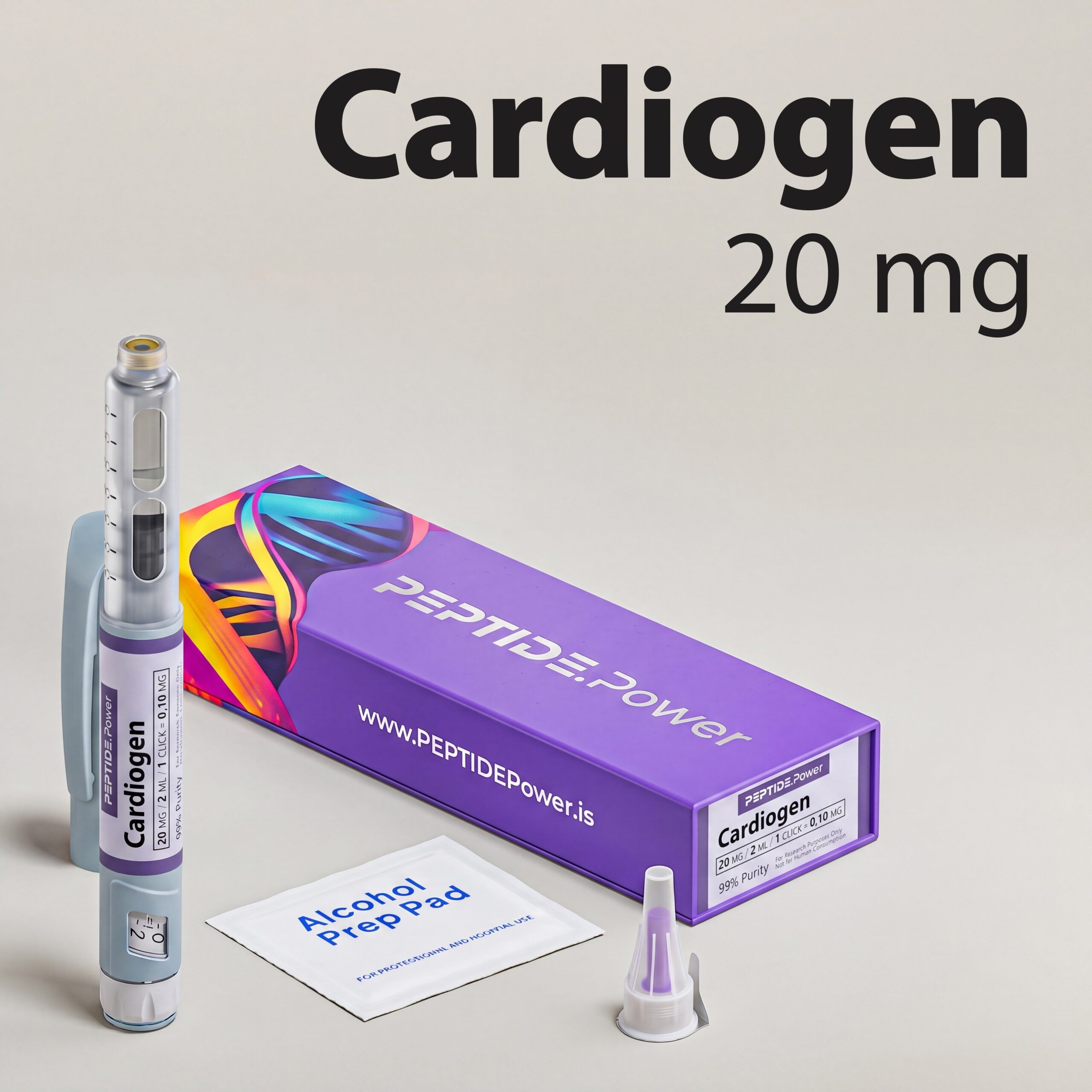 Cardiogen - PEPTIDE.Power Cardiogen: 20 mg - Pluma de Péptido de Investigación Premezclada, 99%+ Pureza (CoA) | PEPTIDE.Power