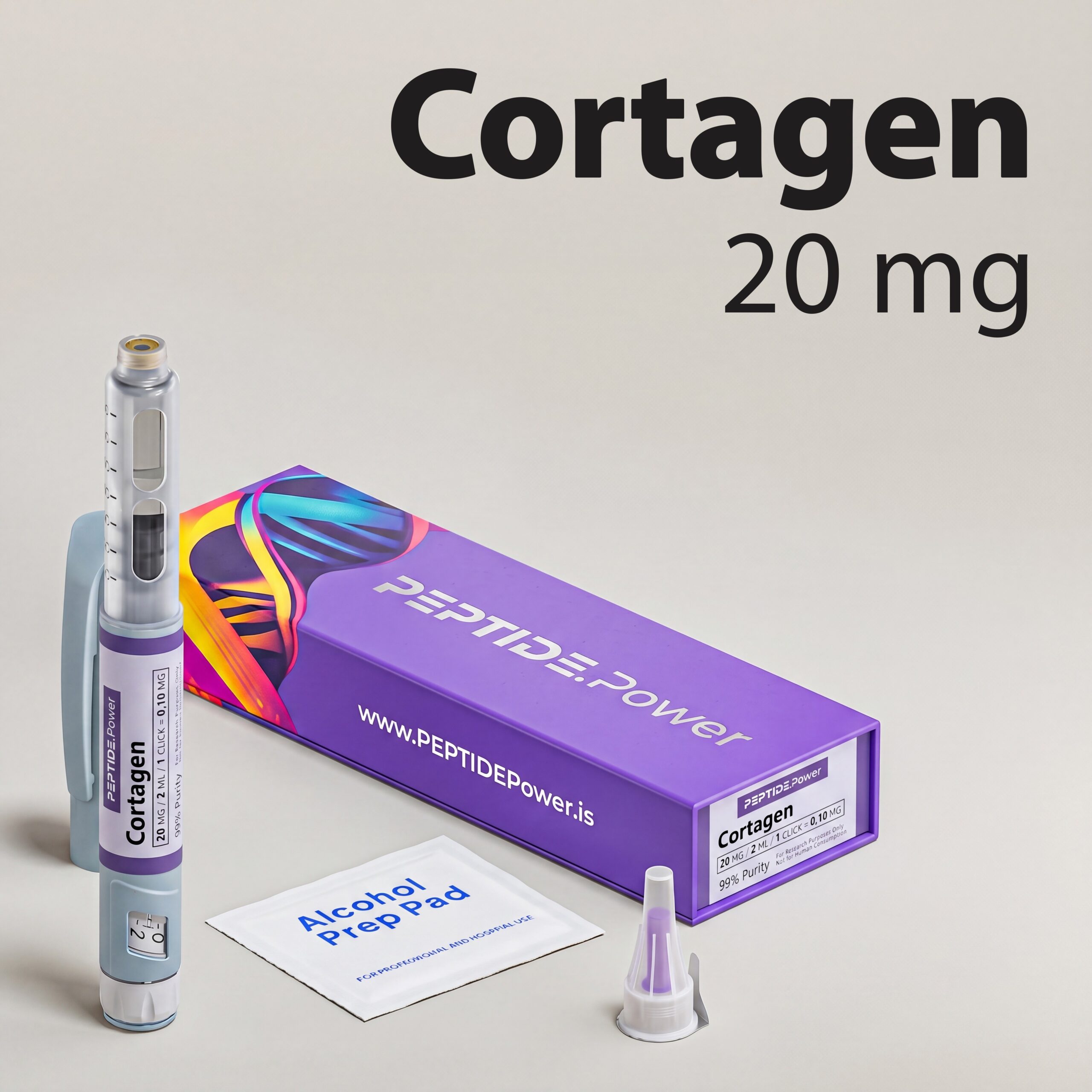 Cortagen - PEPTIDE.Power Cortagen: 20 mg - Pluma de Péptido de Investigación Premezclada, 99%+ Pureza (CoA) | PEPTIDE.Power