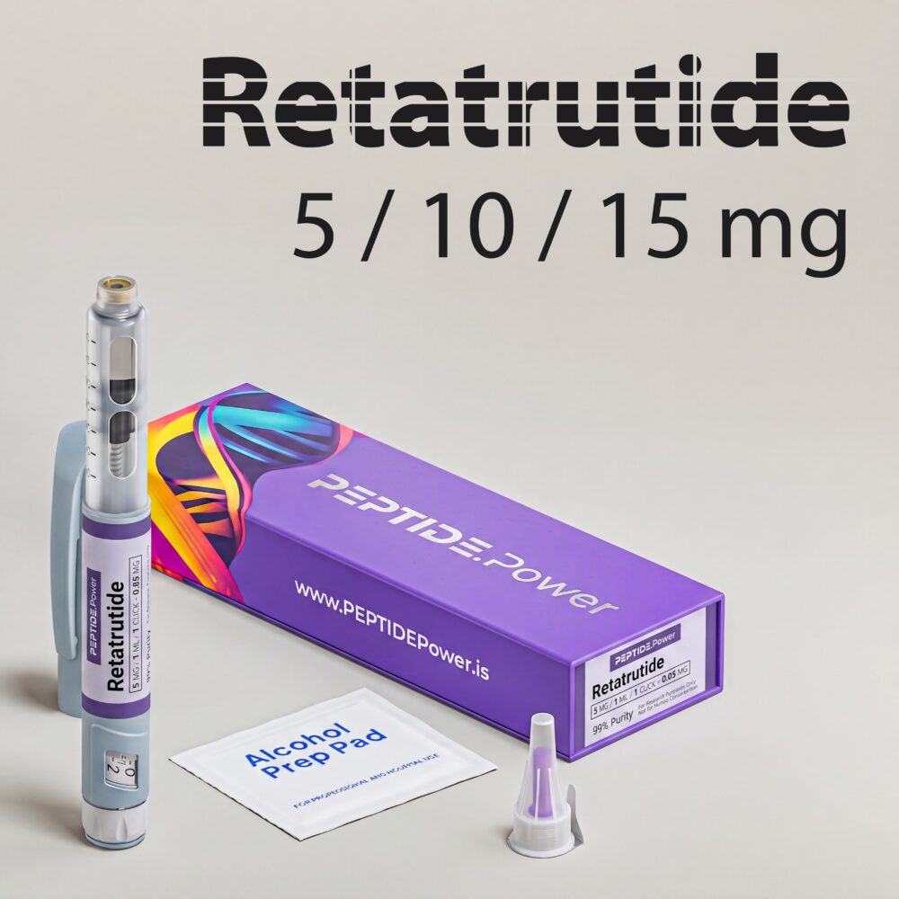 GLP-3R: 5 mg / 10 mg / 15 mg - Pluma de Péptido de Investigación Premezclada, 99%+ Pureza (CoA) | PEPTIDE.Power