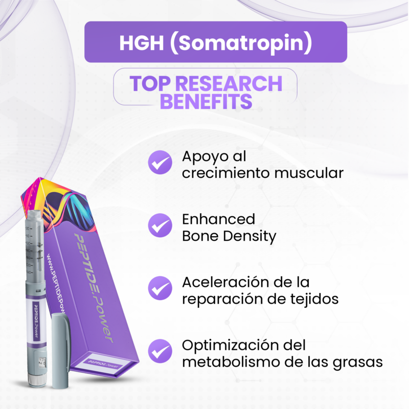 HGH (Somatropin) Beneficios: Apoyo al crecimiento muscular, Enhanced Bone Density, Aceleración de la reparación de tejidos
