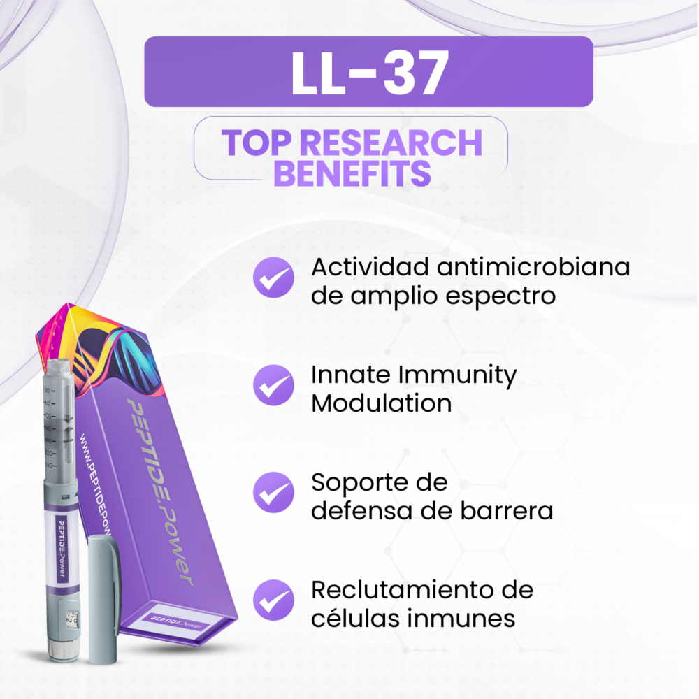 LL-37 Beneficios: Actividad antimicrobiana de amplio espectro, Innate Immunity Modulation, Soporte de defensa de barrera