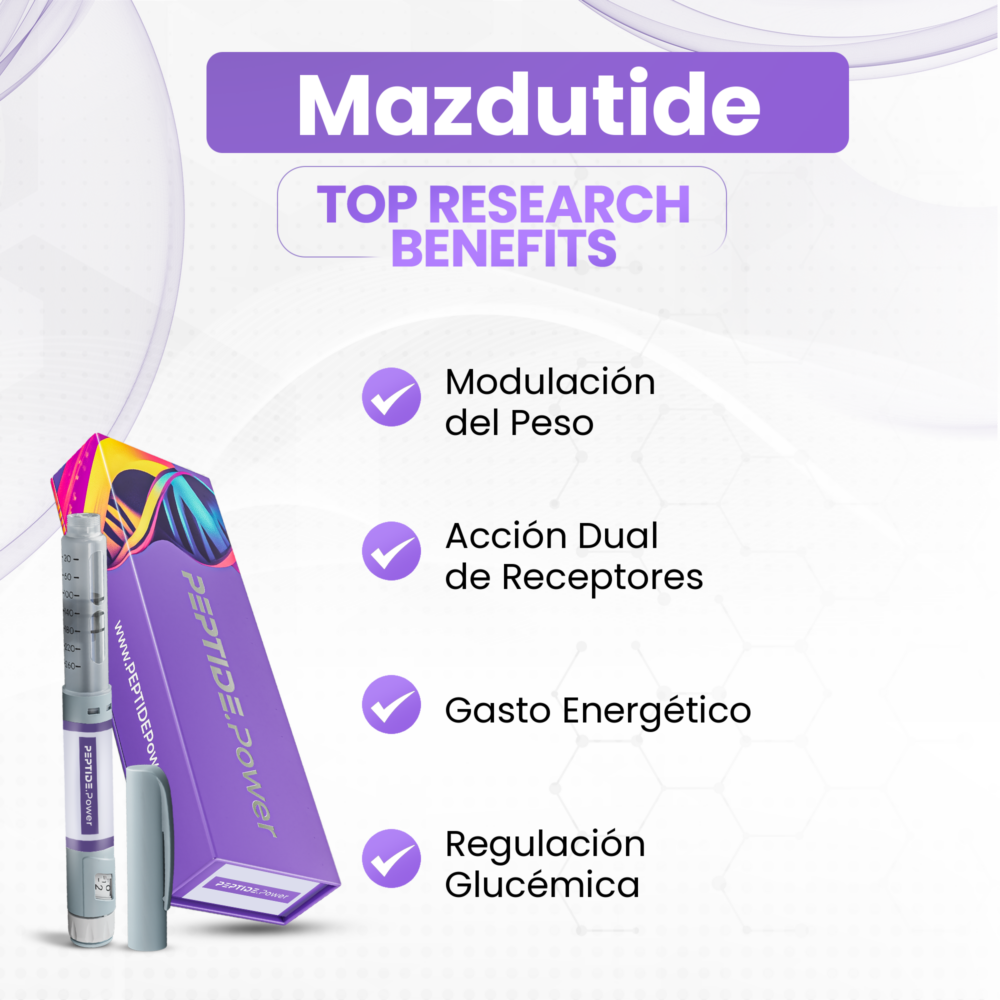 Mazdutide Beneficios: Modulación del Peso, Acción Dual de Receptores, Gasto Energético, Regulación Glucémica