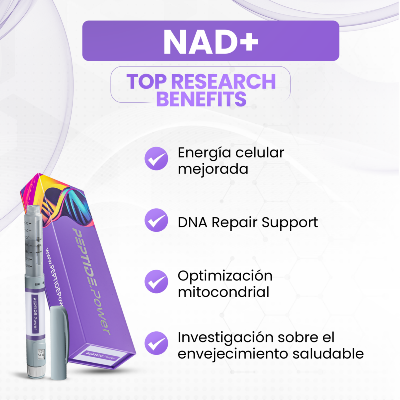 NAD+ Beneficios: Energía celular mejorada, DNA Repair Support, Optimización mitocondrial