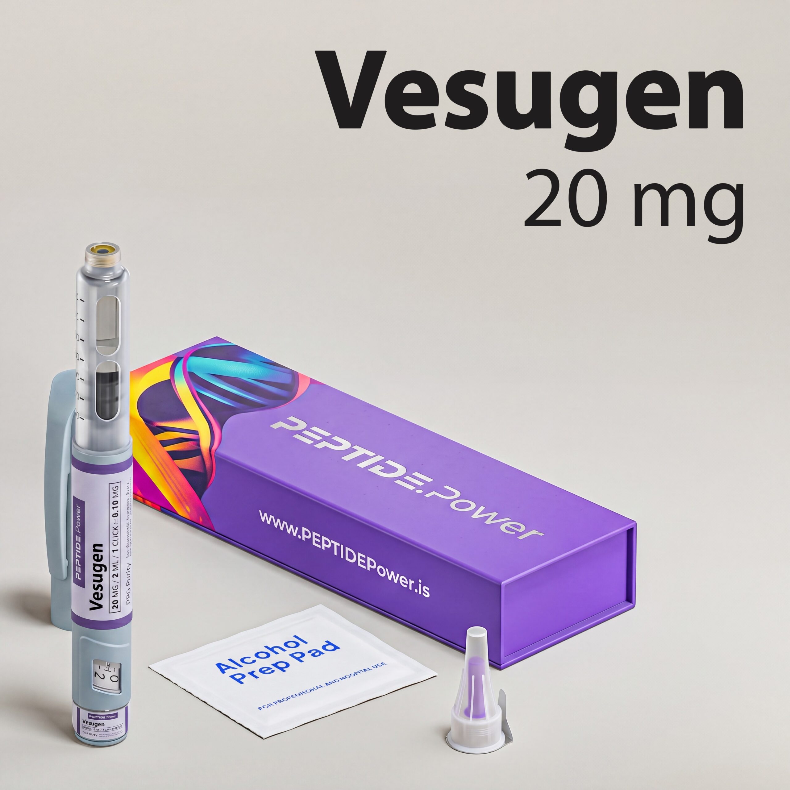 Vesugen - PEPTIDE.Power Vesugen: 20 mg - Pluma de Péptido de Investigación Premezclada, 99%+ Pureza (CoA) | PEPTIDE.Power