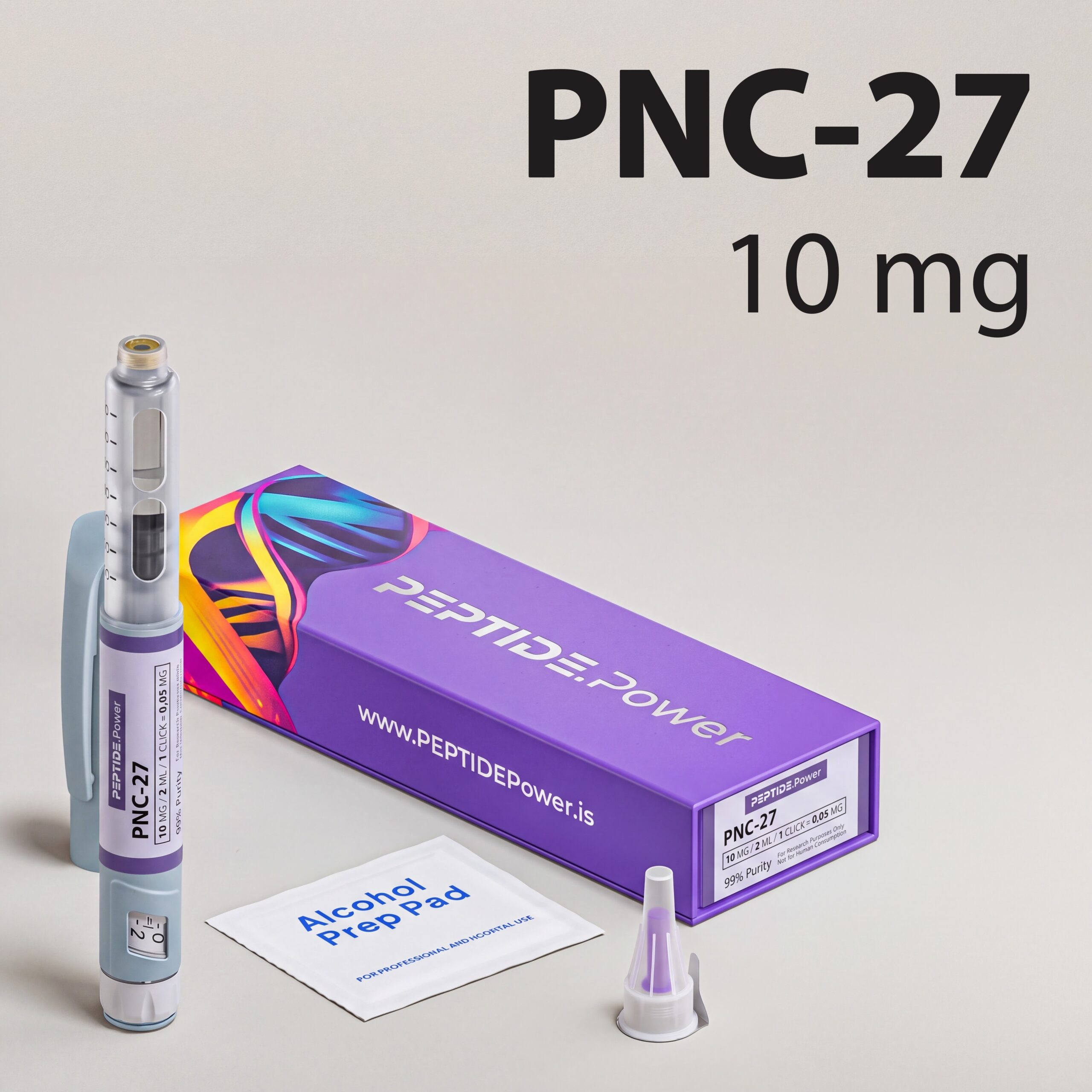 PNC-27 - PEPTIDE.Power PNC-27: 10 mg - Pluma de Péptido de Investigación Premezclada, 99%+ Pureza (CoA) | PEPTIDE.Power