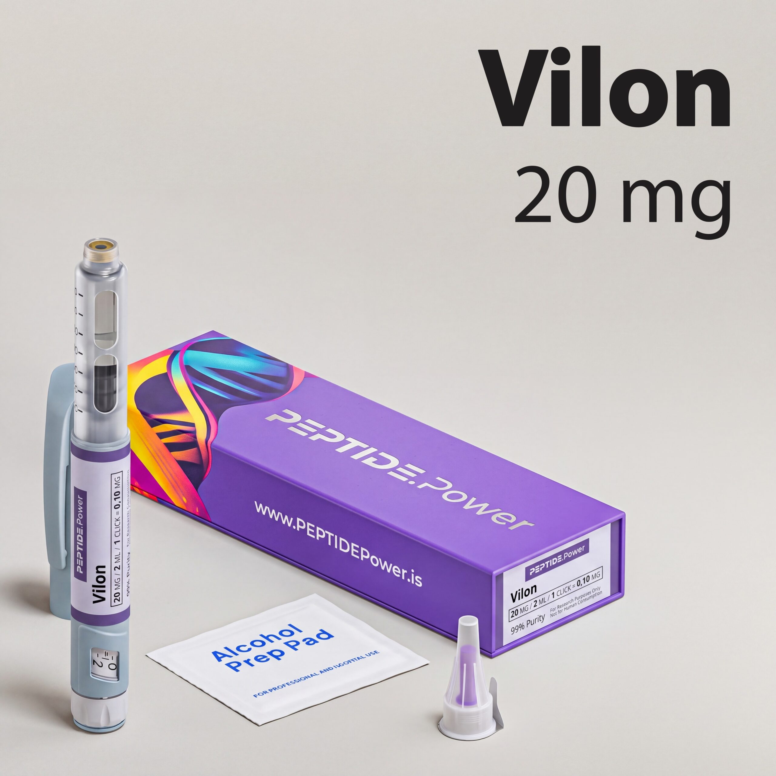 Vilon - PEPTIDE.Power Vilon: 20 mg - Pluma de Péptido de Investigación Premezclada, 99%+ Pureza (CoA) | PEPTIDE.Power